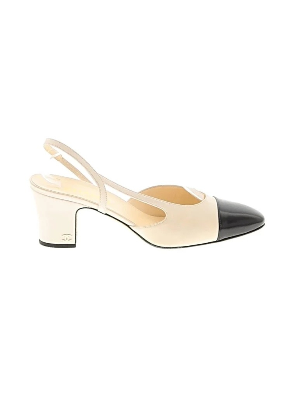 CHANEL Two-Tone Slingback Pump in Cream and Black